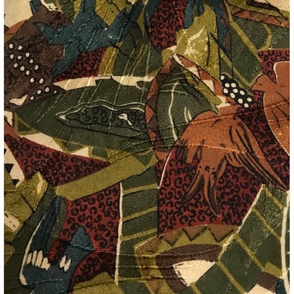 Ermenegildo Zegna 100% Silk Mens Tie Multicolor Leaf & Bird Design Green Brown - Picture 2 of 4